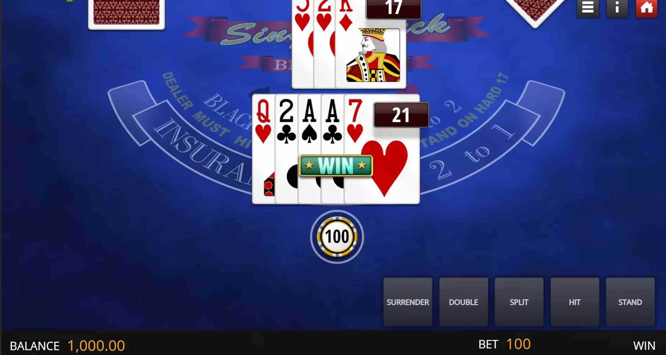 Single Deck Blackjack Elite